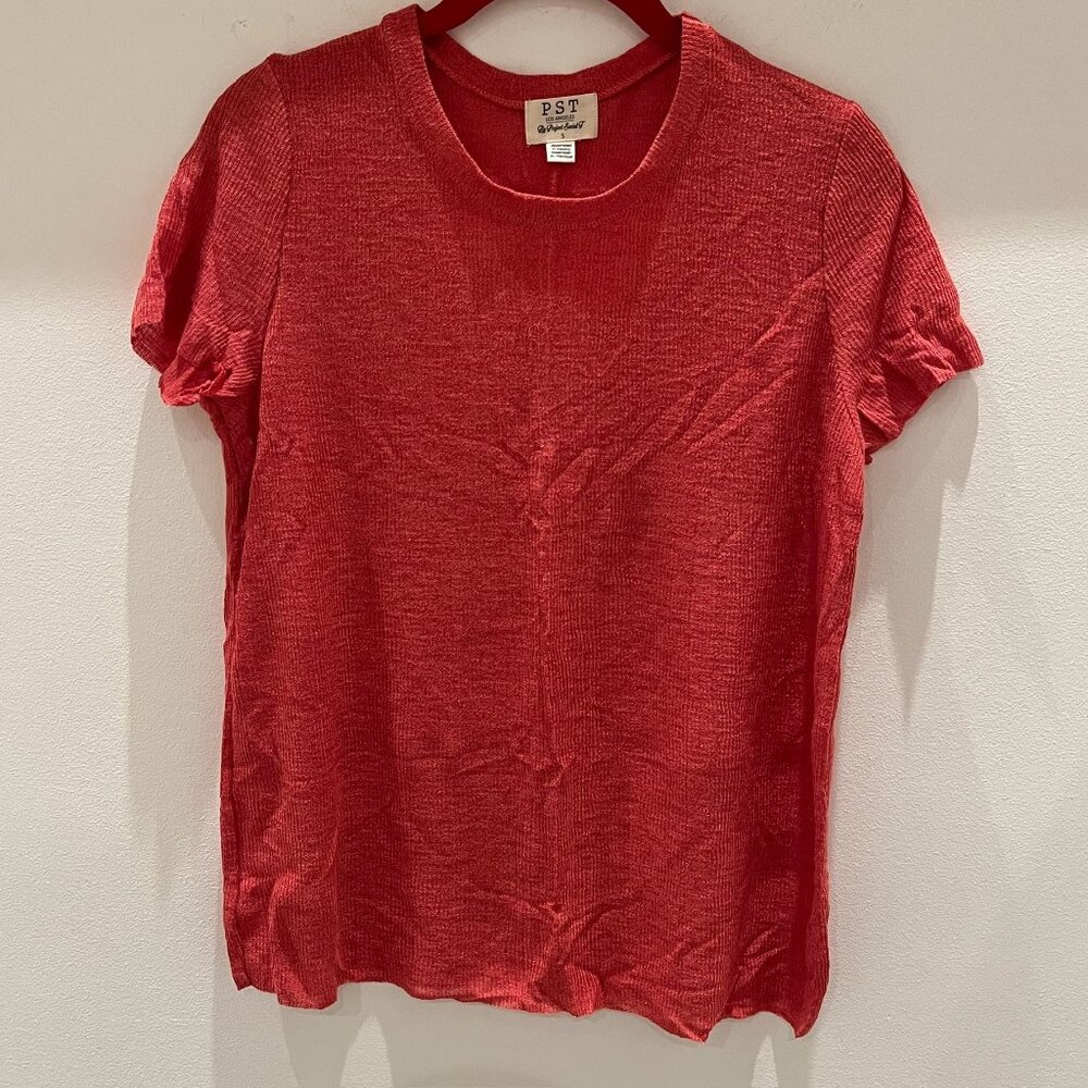 NWOT Project Social T Los Angeles Short Sleeve Textured Top Coral Orange Size S